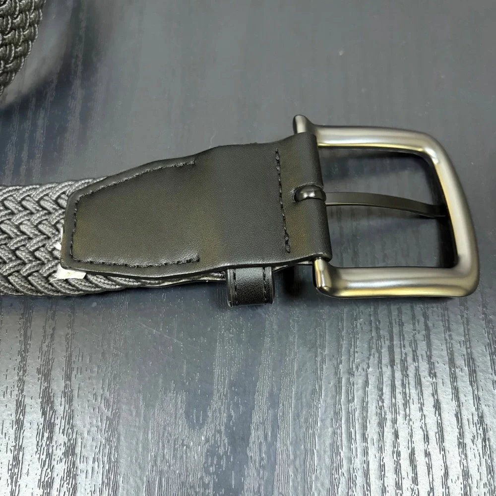 Nike Mens Woven Stretch Belt Gray Braided Golf Athletic Swoosh Logo Buckle w-38